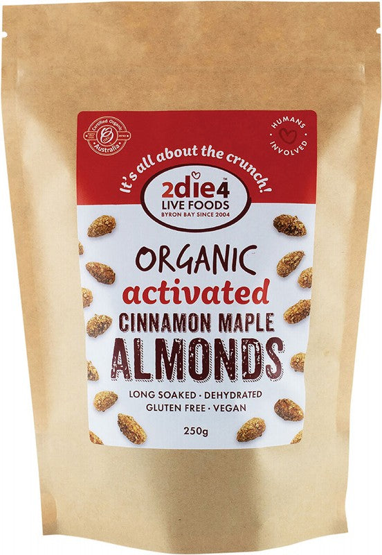 2die4 Live Foods Organic Activated Almonds Cinnamon Maple 250g