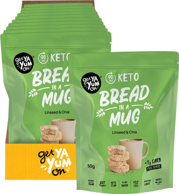GET YA YUM ON Keto Bread In A Mug  Linseed & Chia 10x50g
