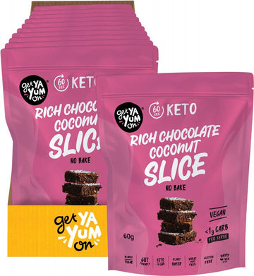 GET YA YUM ON Keto Slice  Rich Chocolate Coconut 10x60g