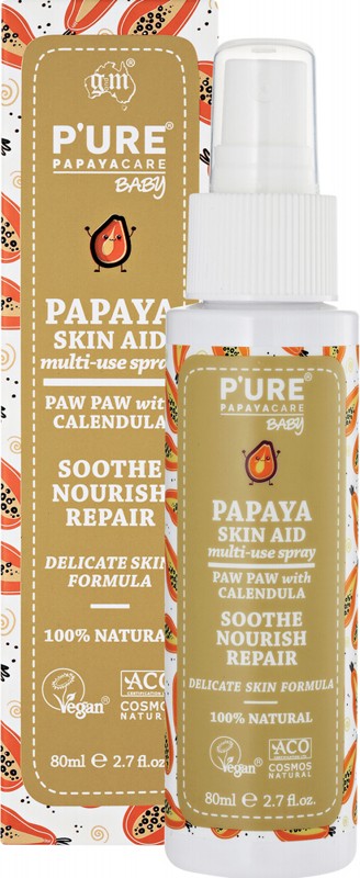 P'URE PAPAYACARE Papaya Baby Skin Aid Multi-Use Spray  Paw Paw With Calendula 80ml