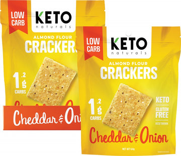 KETO NATURALS Almond Flour Crackers  Cheddar & Onion 8x64g