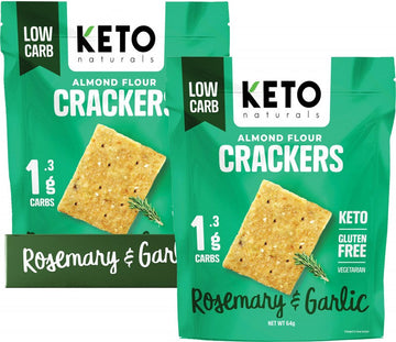 KETO NATURALS Almond Flour Crackers  Rosemary & Garlic 8x64g