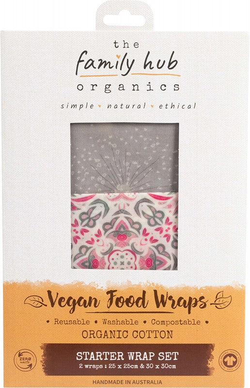THE FAMILY HUB ORGANICS Vegan Food Wraps Starter Set  Pink Tiles - Medium & Large 2