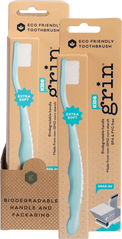 GRIN Biodegradable Toothbrush - Kids  Extra Soft - Blue 8