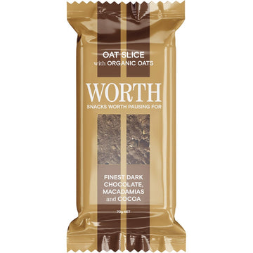Worth Foods Oat Slice Oats Dark Chocolate Macadamia & Cocoa 1x70g