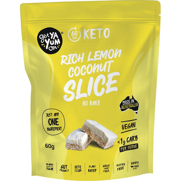 Get Ya Yum On Keto Slice Rich Lemon Coconut Slice 10x60g