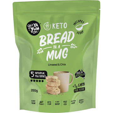 Get Ya Yum On Keto Bread In A Mug Value Pack Linseed & Chia 250g