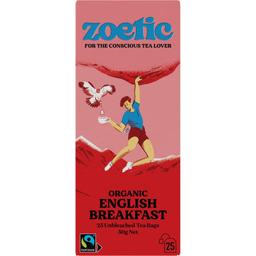 Zoetic Organic Unbleached Tea Bags English Breakfast 6x25pk
