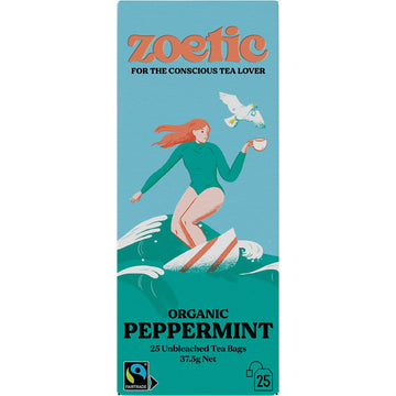 Zoetic Organic Unbleached Tea Bags Peppermint 6x25pk