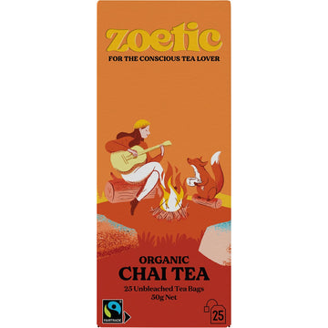 Zoetic Organic Unbleached Tea Bags Chai Tea 6x25pk